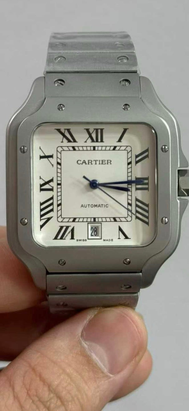 Reloj calidad AAA Cartier Santos de Cartier, un emblemático modelo mecánico de carga automática.