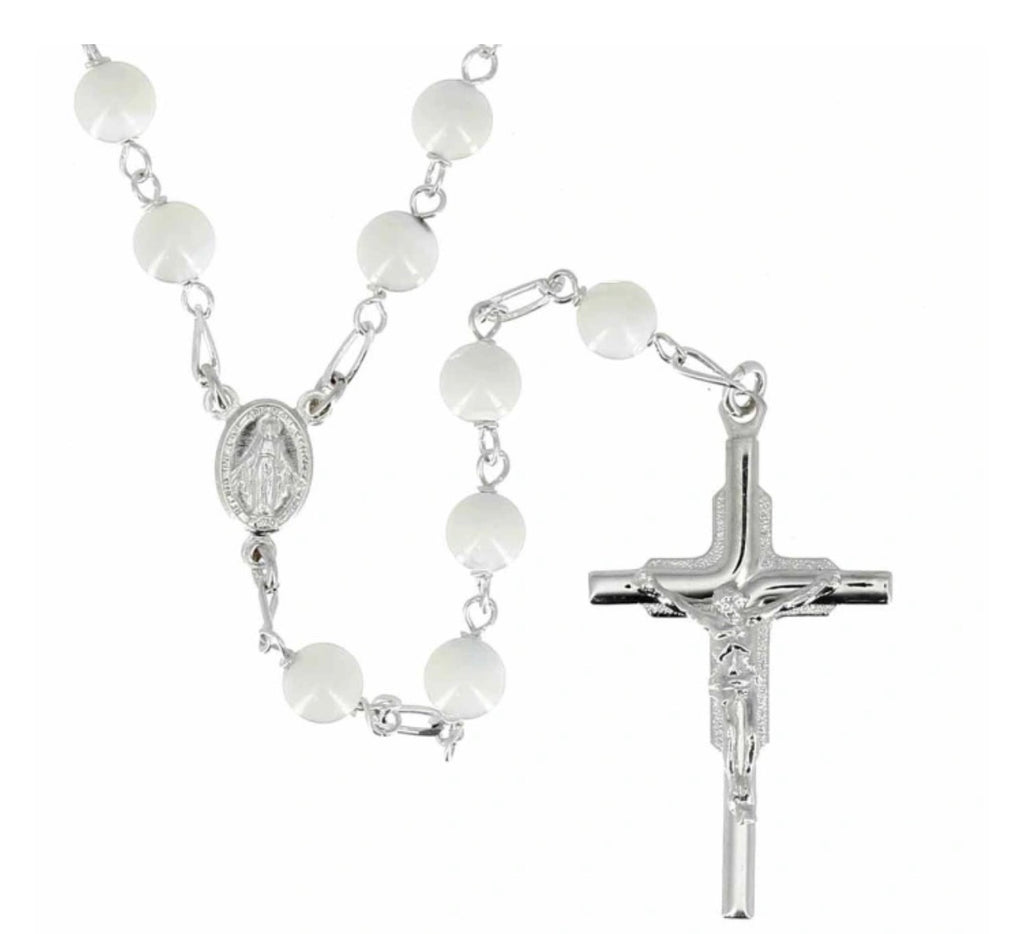 Rosario de plata y nacar(exclusivo)