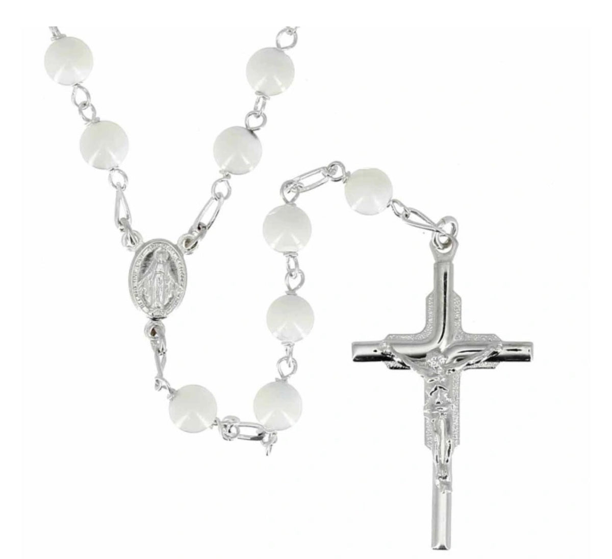 Rosario de plata y nacar(exclusivo)