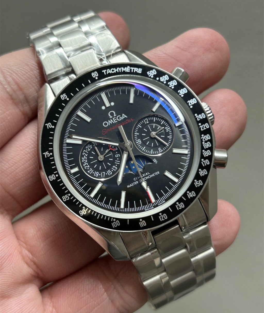 Reloj calidad AAA cronógrafo de lujo Omega Speedmaster Moonphase Co-Axial Master Chronometer.