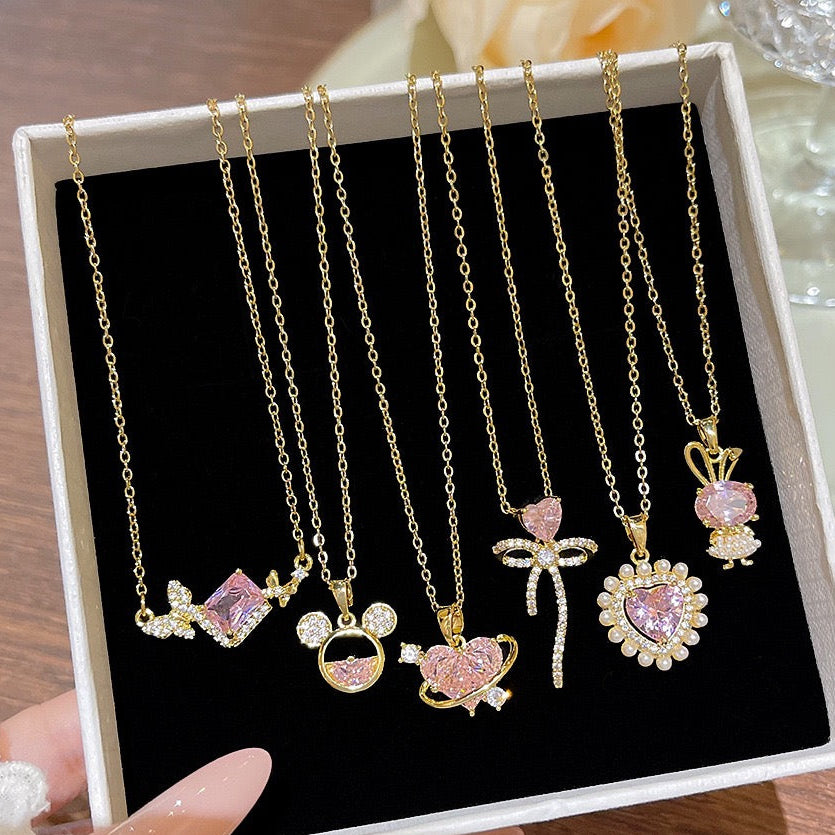 Colgante Tallas mixtas, Blanco, Acabado en oro rosa de 18 quilates