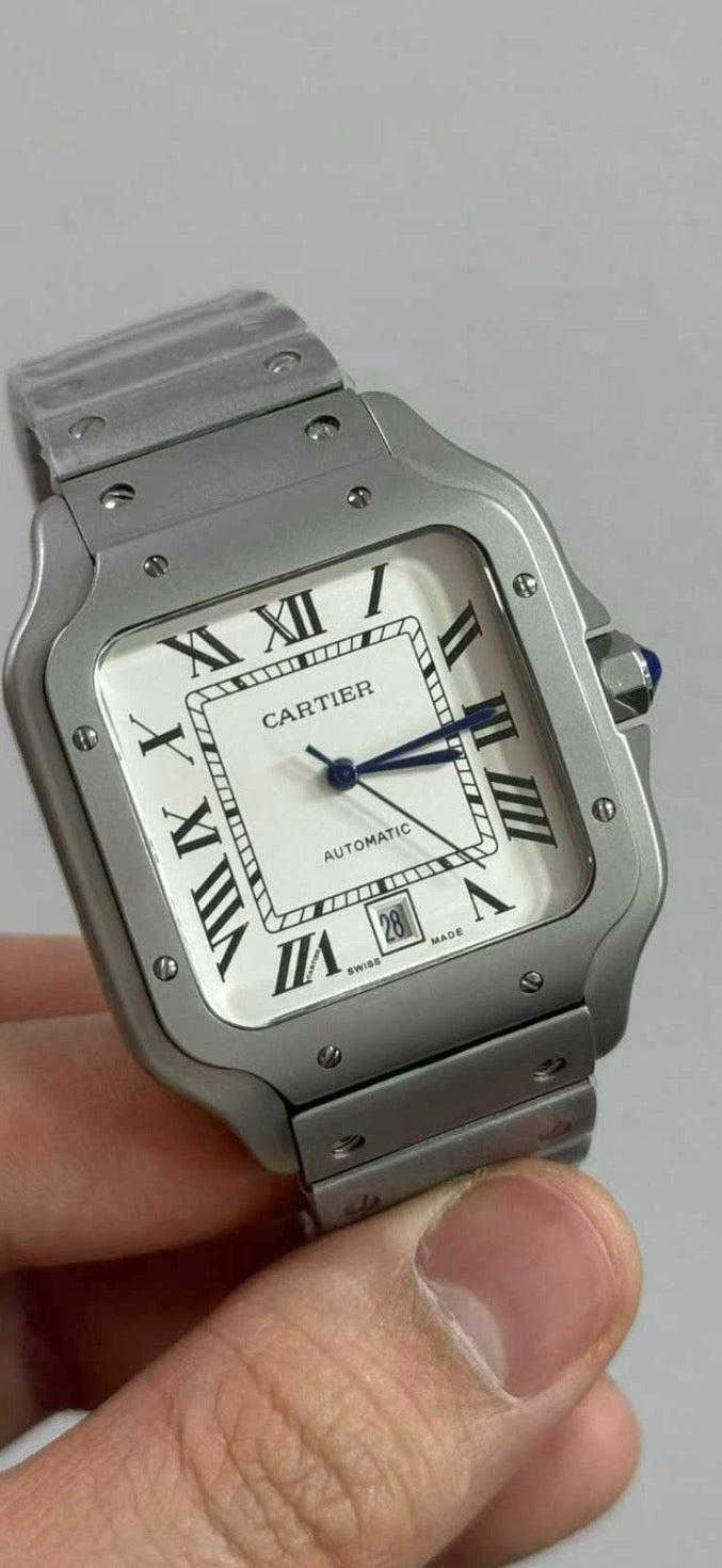 Reloj calidad AAA Cartier Santos de Cartier, un emblemático modelo mecánico de carga automática.