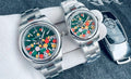 Reloj Rolex AAA Oyster Perpetual de acero con la llamativa esfera multicolor conocida como "Celebration Dial"