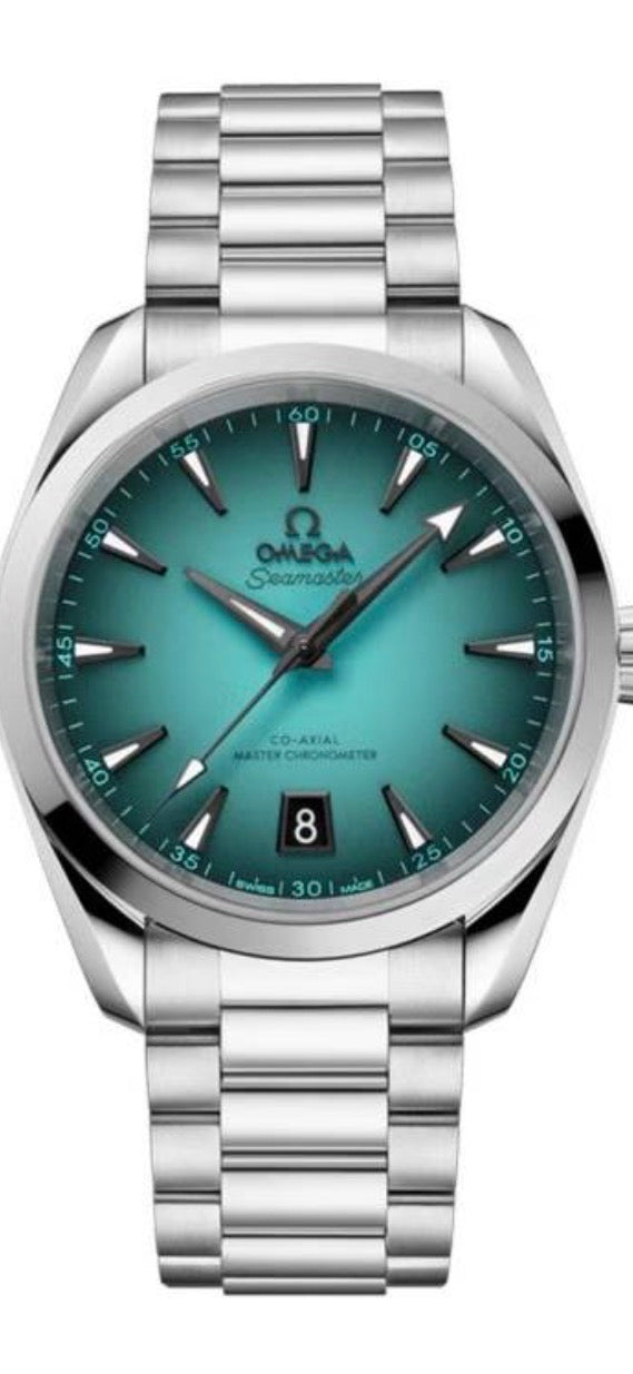 Omega Seamaster Aqua Terra de acero inoxidable que destaca por su llamativa esfera de color turquesa